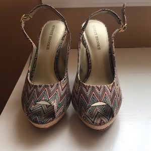 Multi-color, wedge heel.